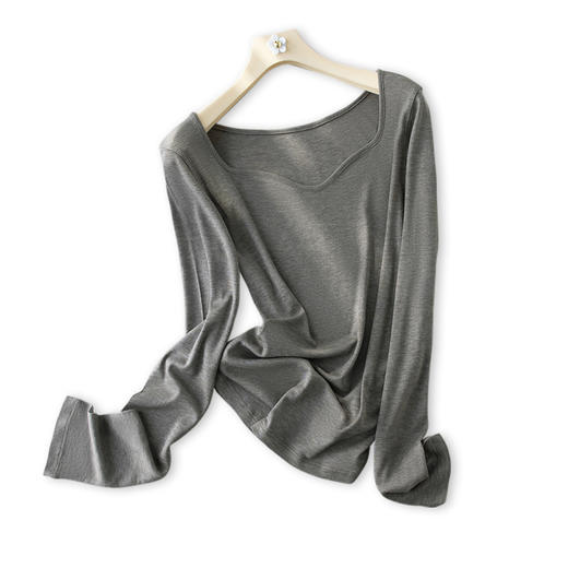 刚需款丨（含羊毛）云朵领 桑蚕丝 长袖T恤 商品图4