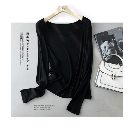 刚需款丨（含羊毛）云朵领 桑蚕丝 长袖T恤 商品图3