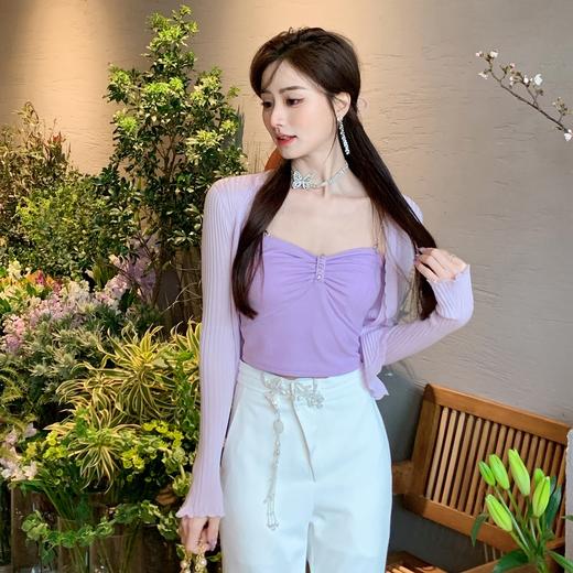 【大货福利，不退不换】  【云朵奶昔】多色优雅修身百搭花边针织衫女2023春季新款 商品图4