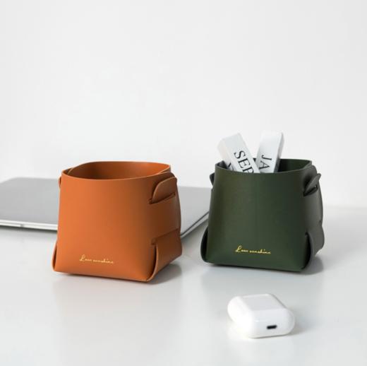 【家居日用】北欧pu收纳盘玄关钥匙皮革收纳盒桌面化妆品遥控器杂物储物篮 商品图1