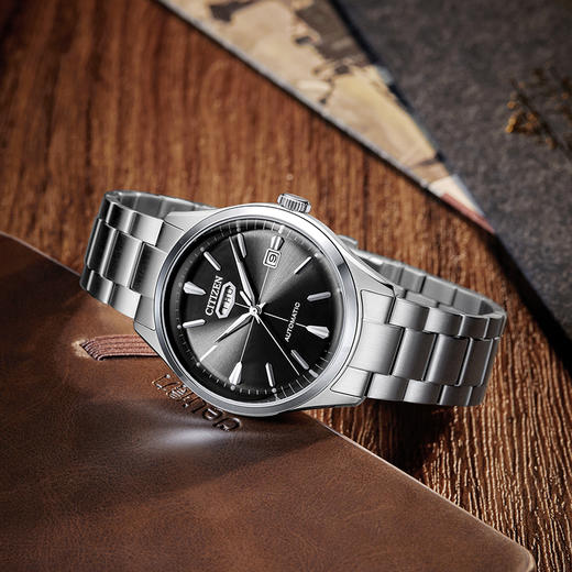 西铁城日本官方正品复古简约蓝盘钢带防水机械手表男 NH8391-51E 商品图2