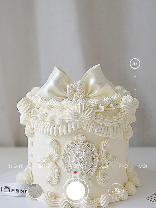 纯白复古‖翻糖蝴蝶结奶油裱花蛋糕（提前2天预订） 商品图1