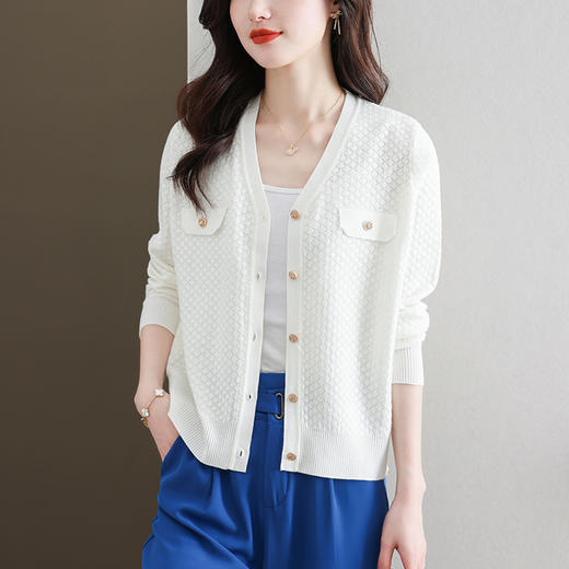 V领短款针织开衫，薄款洋气外搭漂亮小衫CC-13-3041 商品图7