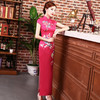 2023新款宴会服 立领开衩红色长款丝绸旗袍礼服 商品缩略图7