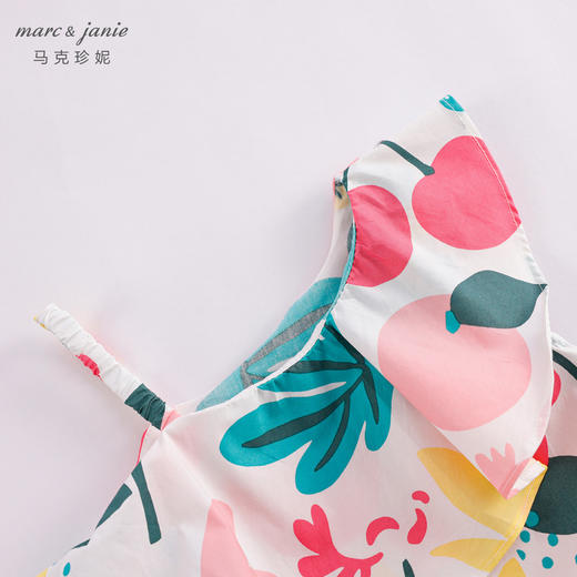 马克珍妮夏装新款 女童北欧风纯棉花边吊带连体衣230363 商品图3