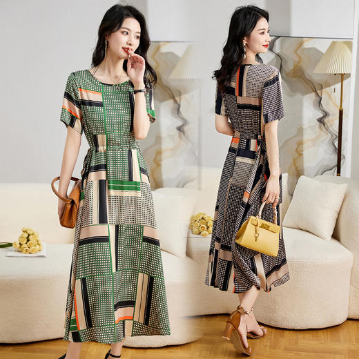 夏季修腰显瘦，气质优雅印花连衣裙HR-MYIY9909-1 商品图2