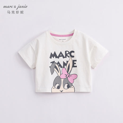 马克珍妮夏装新款 女童可爱兔子涂鸦网纱裙短袖套装230635 商品图1