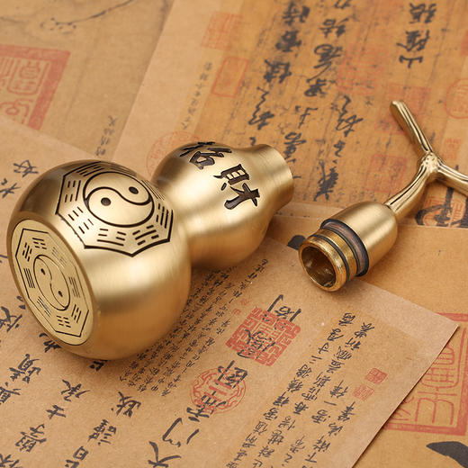 【家宅布局】灵机生活馆 黄铜葫芦摆件 福禄五黄二黑 客厅 商品图1