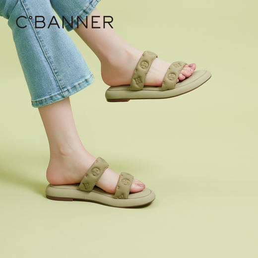 千百度女鞋夏季沙滩凉拖鞋休闲外穿平底海边松糕踩屎感 A23374208 商品图2