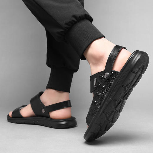 【男士耐磨牛皮凉鞋】舒适男士夏季透气凉鞋 半掌气垫设计 柔软减震而不塌陷  优质头层牛皮鞋面 给予柔软贴合脚感 商品图4