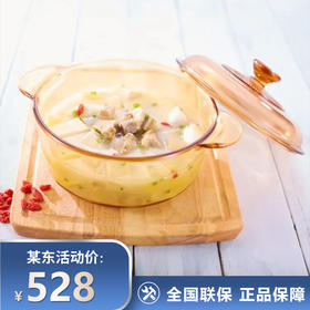 康宁（VISIONS）美国康宁visions晶彩系列透明锅琥珀色玻璃锅耐热可明火汤锅炖锅 1.25L晶彩锅