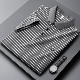 「四款配色！珠地网眼面料」夏季刺绣条纹短袖polo衫 男修身潮休闲商务翻领t恤保罗衫上衣