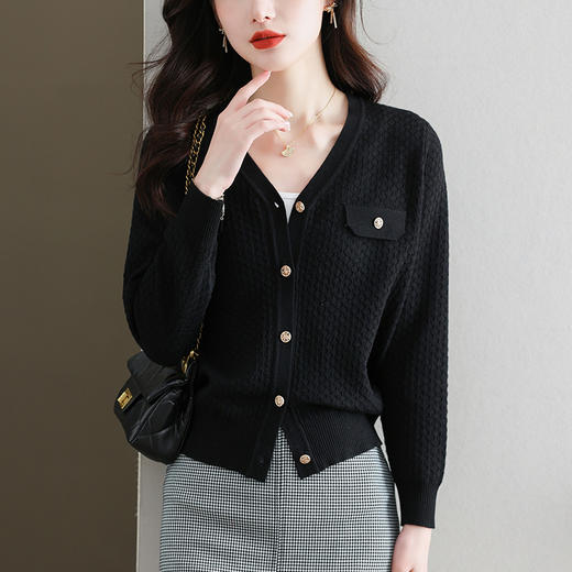 V领短款针织开衫，薄款洋气外搭漂亮小衫CC-13-3041 商品图5