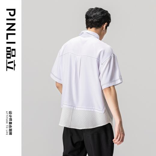 PINLI品立夏季新款男士拼接POLO衫休闲短袖潮上衣B232112005 商品图2