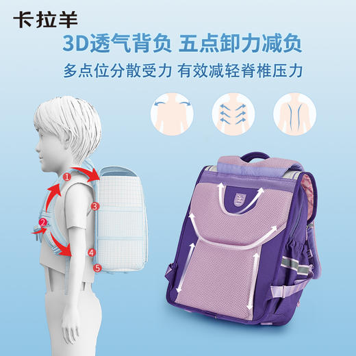 卡拉羊中学生24L-26L防下坠减负立体方包 柠檬树CX5147/L 商品图2
