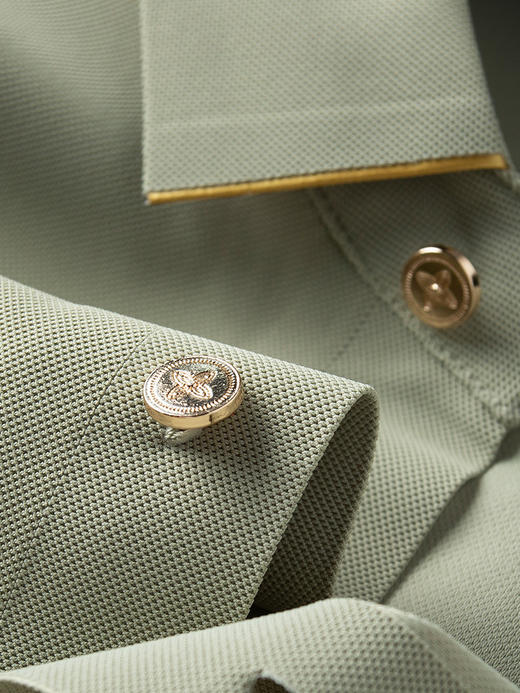 「四款配色！轻奢质感」夏季薄款无痕压胶尼龙polo衫 男短袖修身商务休闲翻领豆绿t恤男上衣 商品图3