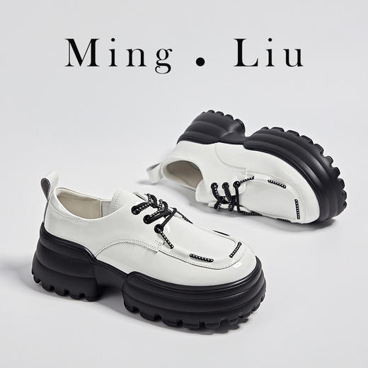 老爹鞋春季新款，女士厚底小皮鞋百搭休闲粗跟单鞋ML2502 商品图0