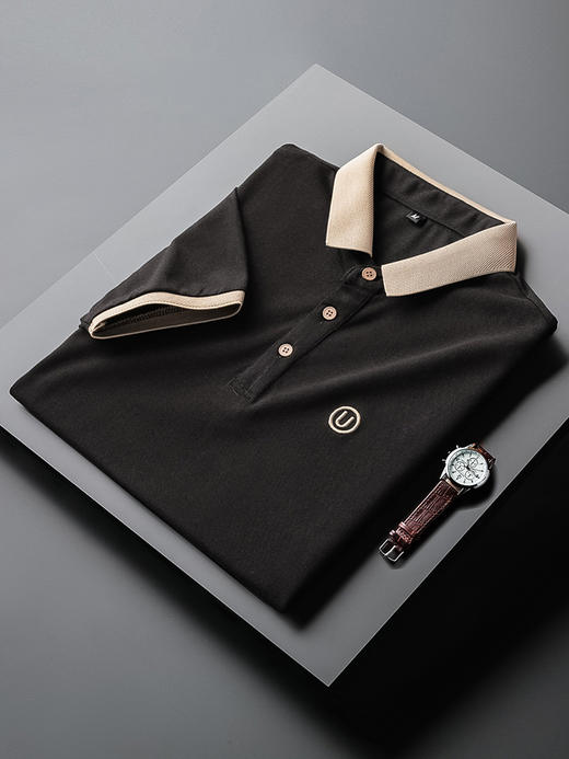 「五款配色！冰丝珠地面料」夏季2023冰丝网眼修身polo衫男 短袖丝光棉U刺绣休闲翻领t恤保罗衫上衣 商品图1