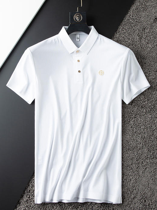 「6款配色！法式绅士风」冰丝针织白色polo衫 男短袖修身休闲翻领t恤男夏季薄款上衣 商品图3