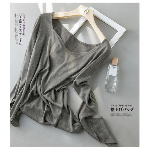 刚需款丨（含羊毛）云朵领 桑蚕丝 长袖T恤 商品图0