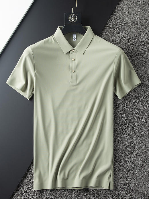 「五款配色！轻奢质感」夏季薄款冰丝无痕压胶polo衫 男短袖修身商务休闲翻领t恤男上衣 商品图2