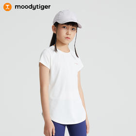 【专属】moodytiger女童短袖T恤2022夏季新款轻薄纯色速干短袖上衣| 深海  M22210103