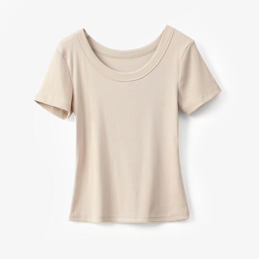 甄选纯棉U领T恤女短袖夏季新款宽松显瘦高级感体恤上衣打底衫_HLY 商品图4