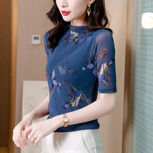 网纱双层打底衫，中袖百搭t恤上衣KQL-N9866中袖 商品图2