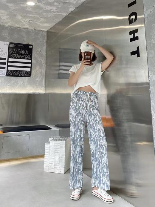 复古风阔腿裤女2023春夏秋季新时髦百搭直筒时尚减龄条纹休闲裤女 商品图6