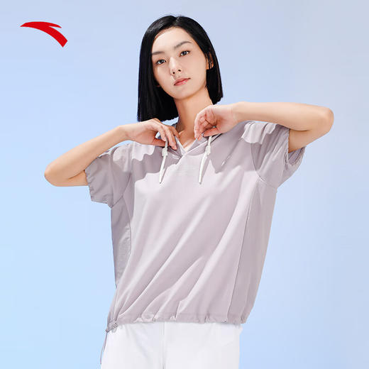 【L码断码】安踏冰丝T丨抽绳连帽短袖t恤女夏季新款透气跑步运动服162327162【库存有限，如无货将做退款，介意慎拍！】 商品图5