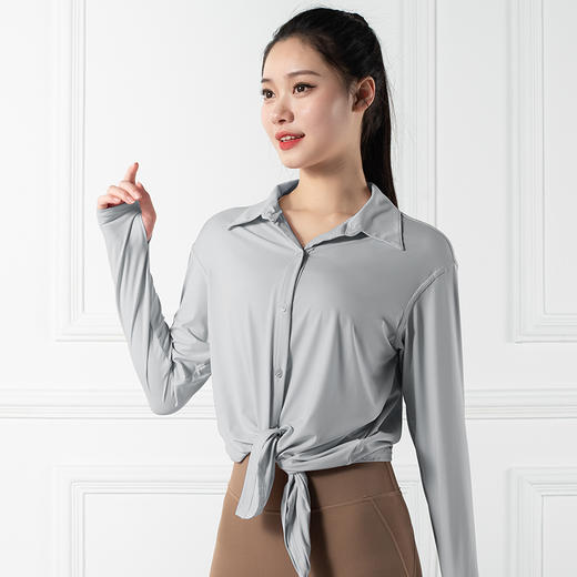 跃牌【禅语梵心系列】凉感防晒衬衫运动外套宽松长款瑜伽服F2164（不带胸垫） 商品图4