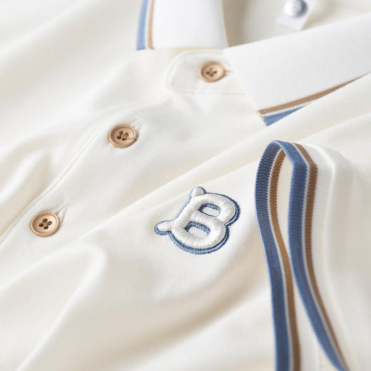 「三款配色！冰丝光珠地面料」夏季薄款冰丝光珠地商务休闲polo衫 男短袖修身刺绣字母白色t恤男上衣 商品图0