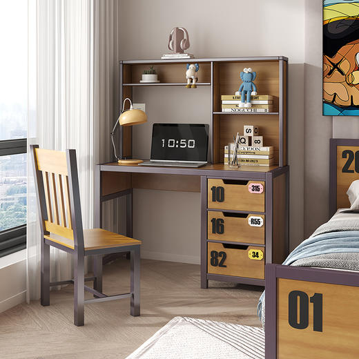 喜梦宝成人美式书桌全实木书桌儿童学习桌卧室儿童书桌 马拉松系列 商品图0