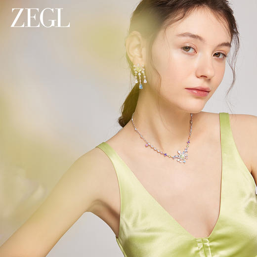 ZEGL设计师春日绽放系列彩色多巴胺串珠流苏耳环女小众长款耳钉银针耳饰 商品图4