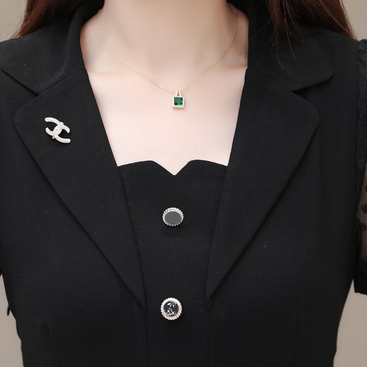 雪纺拼接假两件，印花时尚连衣裙QYM-AY8308-L 商品图3