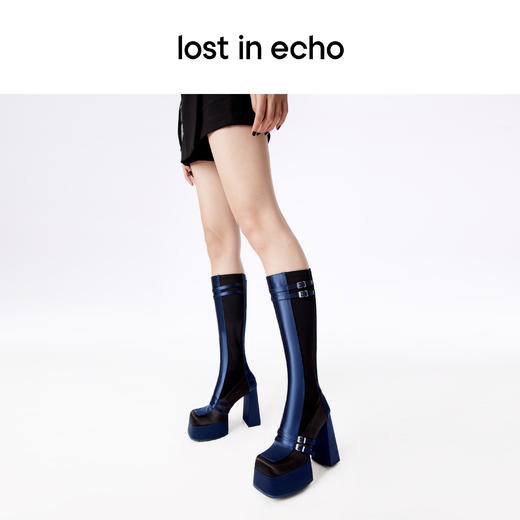 lost in echo中岛美嘉VIVIANO联名款方头水台粗高跟厚底弹力长靴 商品图2