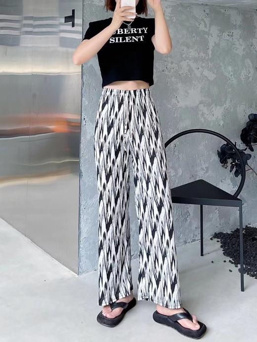 复古风阔腿裤女2023春夏秋季新时髦百搭直筒时尚减龄条纹休闲裤女 商品图11