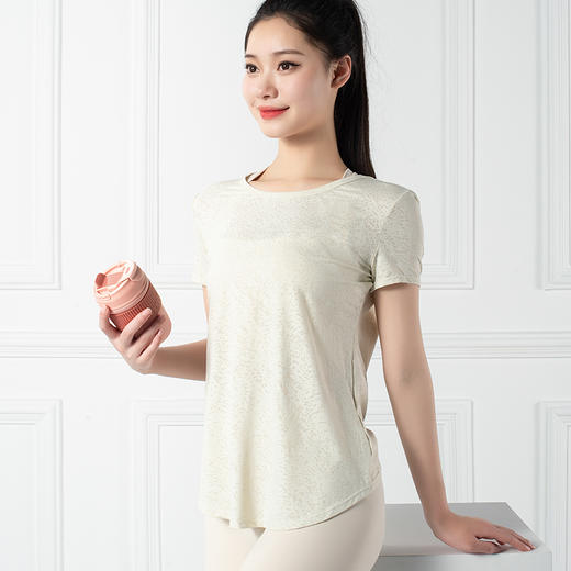 跃牌【禅语梵心系列】 雪花透气运动露背扭结瑜伽服罩衫F2163（不带胸垫） 商品图9