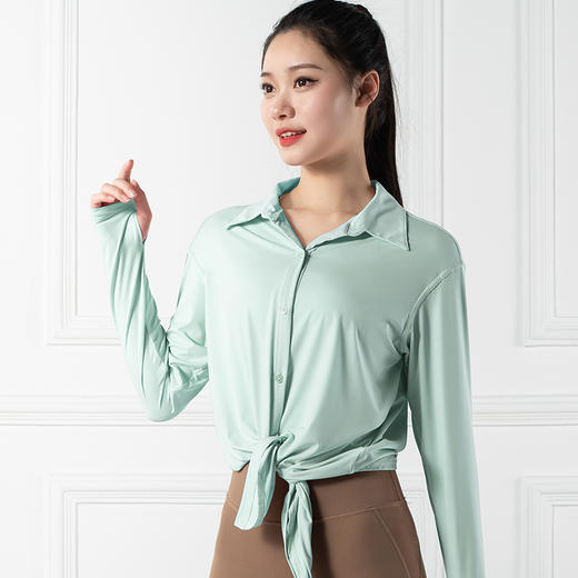 跃牌【禅语梵心系列】凉感防晒衬衫运动外套宽松长款瑜伽服F2164（不带胸垫） 商品图2