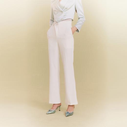 【大货福利，不退不换】  【东方超模】百搭弹力高腰微喇白色直筒休闲裤2023春季新款女 商品图0