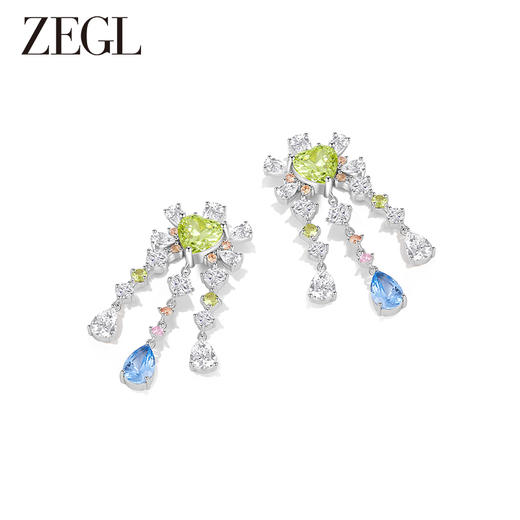 ZEGL设计师春日绽放系列彩色多巴胺串珠流苏耳环女小众长款耳钉银针耳饰 商品图3