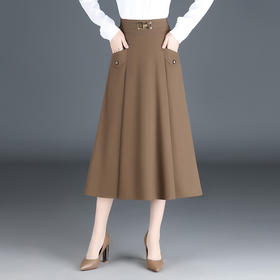 简约长款百褶拼接，时尚半身裙气质A字裙MYX-3306