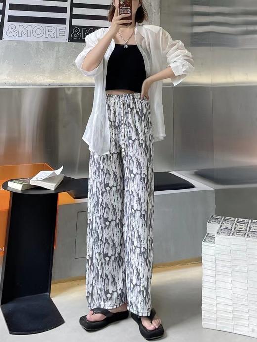 复古风阔腿裤女2023春夏秋季新时髦百搭直筒时尚减龄条纹休闲裤女 商品图7