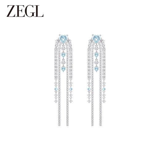 ZEGL设计师薄荷梦蝶系列长款流苏耳环女2023年新款潮耳钉银针耳饰 商品图0