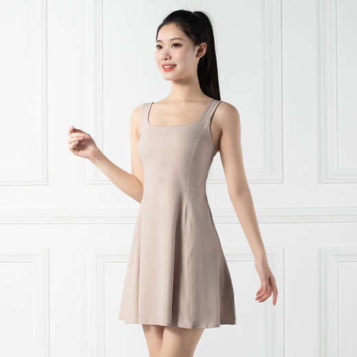 跃牌【禅语梵心系列】连体露背连衣裙带胸垫瑜伽服运动套装F2165（带胸垫+带安全裤） 商品图1