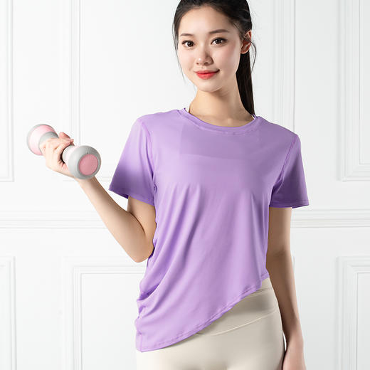 跃牌【禅语梵心系列】薄款圆领亲肤透气瑜伽服T恤F2188（不带胸垫） 商品图4