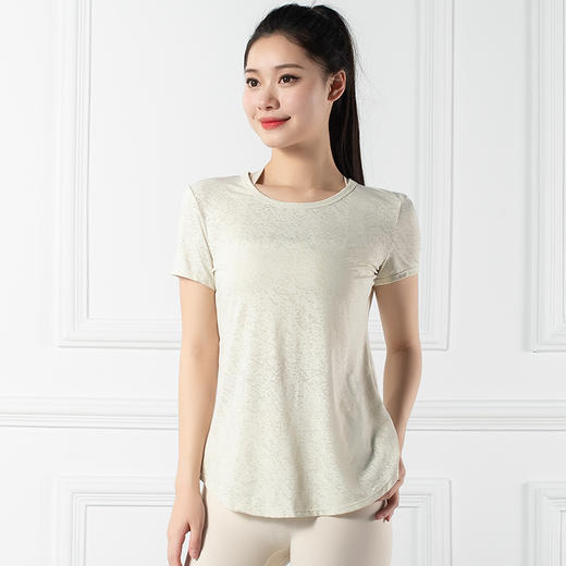 跃牌【禅语梵心系列】 雪花透气运动露背扭结瑜伽服罩衫F2163（不带胸垫） 商品图7