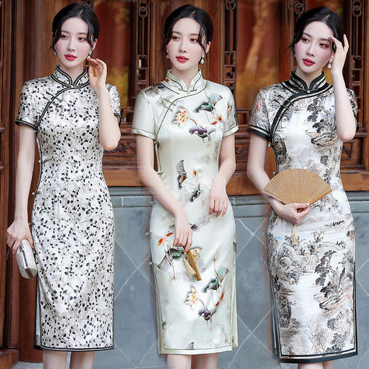 时尚修身复古，桑蚕丝真丝旗袍TY-JYJ-110 商品图0