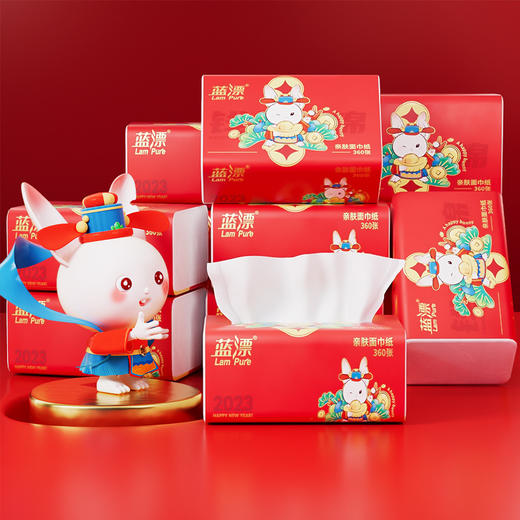 「24包装！钱兔似锦」蓝漂新年装兔年大包白色抽纸24包 居家日用兔年抽纸 商品图1