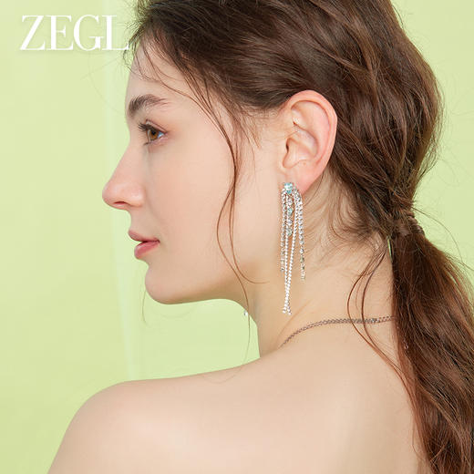 ZEGL设计师薄荷梦蝶系列长款流苏耳环女2023年新款潮耳钉银针耳饰 商品图2